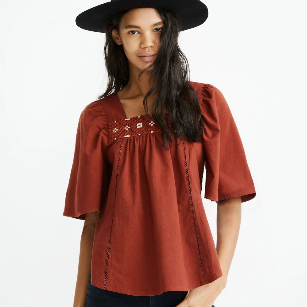 NWOT! BOHO Cross STITCH TOP By MADEWELL SZ L